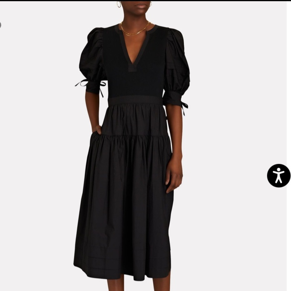 ULLA JOHNSON Cintia Puff-Sleeve Combo Dress Size XS